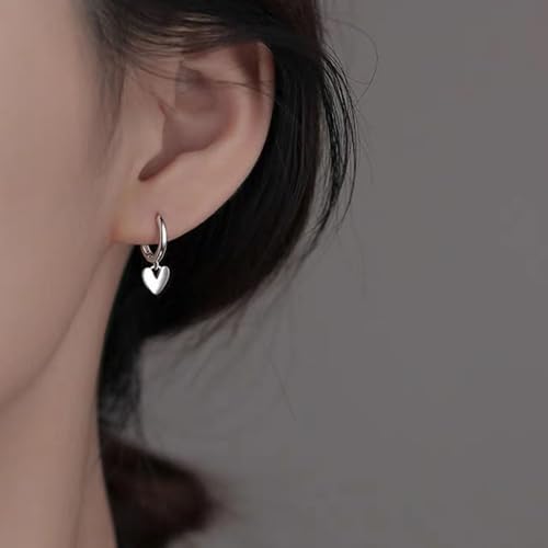 Valentines Day Earrings for Women Heart Earrings for women Gold Silver Heart Huggie Hoop Dangle Drop Earrings Small Simple Hypoallergenic Jewelry - color: A:Silver Heart Earrings