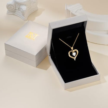 Mom Necklace 925 Sterling Silver Heart Necklaces for Women - color: 03-Gold