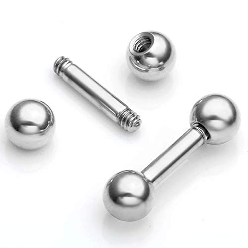 Zysta 4 Pairs Stainless Steel 14/16G Mixed Colors Body Piercing Barbells 6-16mm Post Studs Earring NippleTongue Helix Tragus Cartilage Labret Medusa Lip Eyebrow Straight Bar Ball Screw … - color: 4mm Ball,6mm Post