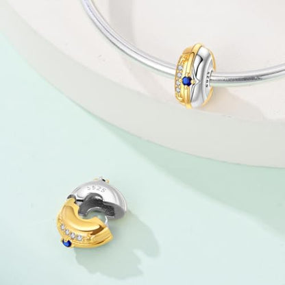 Charm for Bracelets and Necklaces Heart Cat Flower Boy 925 Sterling Silver Bead Birthday Jewelry Gift for Women - color: Gold Clip Charm