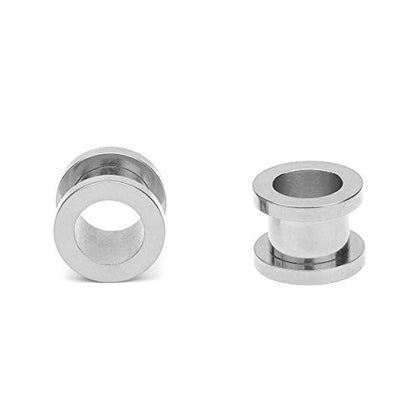 18PCS Ear Tunnels Kit Stainless Steel Screw Fit 14G-00G Gauges Plugs Set Double Flared Stretcher Expander Body Piercing Jewelry - color: Silvertone