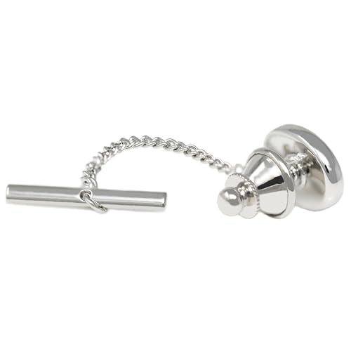 Men’s Tie Tack Tie Pin with Chain – Classic Lapel Pin Accessory for Dress Shirts, Suits & Formal Wear - style: Oval MOP
