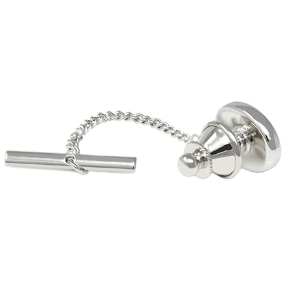 Men’s Tie Tack Tie Pin with Chain – Classic Lapel Pin Accessory for Dress Shirts, Suits & Formal Wear - style: Oval MOP