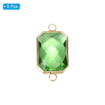 PATIKIL Birthstone Connector Link, Diamond Clear Charm Links, Glass Jewelry Findings Crystal Bead Link for Drop Dangle Pendants Necklace Bracelet Earring - color: Light Green