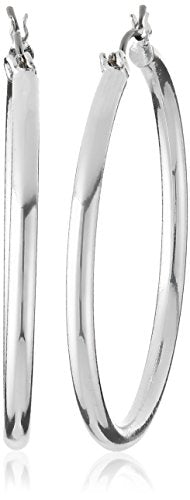 Nine West Women's Hoop Earrings, Classic Fashion Jewelry Accessories for Everyday Wear, Lightweight Statement Earrings for Casual, Office, and Evening Looks - color: Thin Tube - Silver