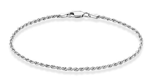 Miabella Italian 925 Sterling Silver 2mm, 3mm Rope Bracelet for Women Men | Fine Jewelry, Solid, Diamond-Cut, Braided Chain, Made in Italy - style: 2mm - Length 7 Inches (Small)