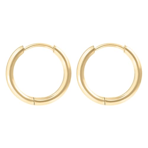 18K Gold Plated Huggie Hoop Earrings, Classic Round Waterproof Hoops, Hypoallergenic Stainless Steel, Lightweight Stackable Earrings for Women, Multiple Sizes - color: Classic - 16mm