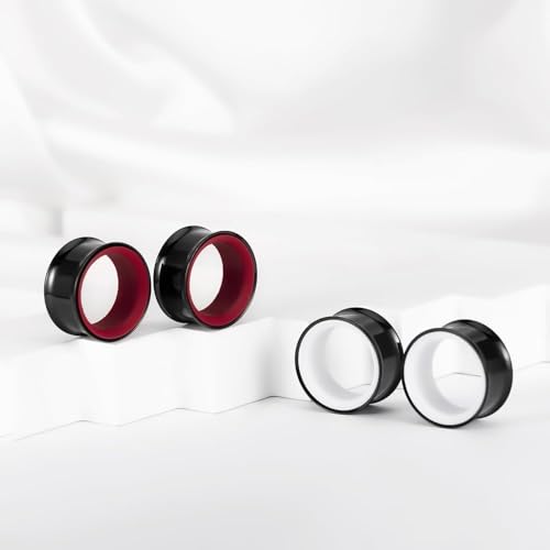 DOEARKO 2Pcs Stainless Steel Outer Ring & PLA Inner Plug Ear Gauges (2g/6mm - 1"/25mm) Hypoallergenic Double Material for Stretched Ears Lightweight Breathable Plugs - color: B&R, size: 22mm(7/8")