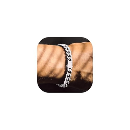 Bandmax Mens Hip Hop Cuban Link Bracelets 5/7/9/12MM Stainless Steel Miami Curb Chain Bracelet Silver/Gold Plated/Black Wristlet Chains for Men 7"-9" - color: 07 9MM-Steel