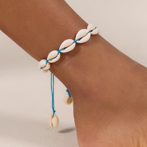 Cicy Bell Boho Ankle Bracelets Set for Women Beach Jewelry Bead Anklets | Hawaiian Shell Starfish Charm,Adjustable,Waterproof Non Tarnish,Summer Vacation Foot Jewelry - color: Gold D