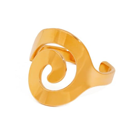 Minimalist Textured Twist Chunky Statement Ring,Gold Plated Stainless Steel Open Ribbed Band Stackable Chic Style Ring for Women - style: Style A