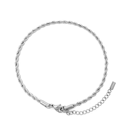 Stainless Steel Chain Ankle Bracelet for Women Adjustable Waterproof Anklet - color: Silver / 3mm Rope