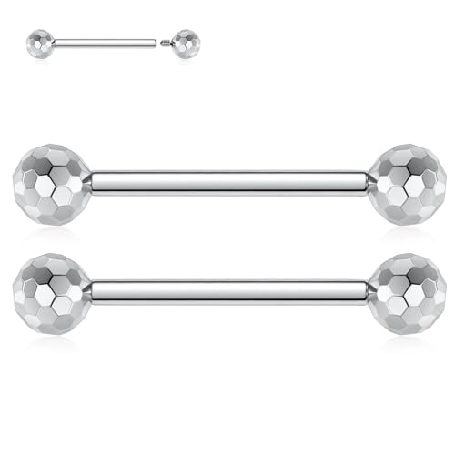 PEAKLINK Internally Threaded Nipple Rings Titanium Nipple Bars Piercing Jewelry 1 Pair Tongue Rings Eyebrow Jewelry Bridge Piercings - color: Silver Cuts Nipple Curved Barbell