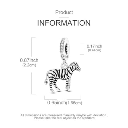 Hapour 925 Sterling Silver Charms for Bracelet Necklace Dangle Pendant Bead | Bear Charm, Elephant Zebra Cat Dream catcher Family Birthday European Jewelry Charm, For Women Mom - color: Silver Zebra
