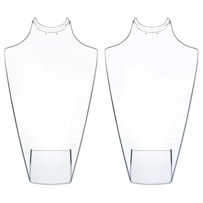 MyGift 12 Inch Clear Acrylic Necklace and Earring 3D Bust Jewelry Display Stand, Tabletop Neck Form Base Chain Holder for Home or Retail Showcase, Set of 2