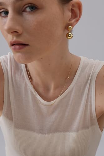 FRUMOS 18K Gold Plated Chunky Hoop Earrings for Women Fashion Thick Gold Hoops Set Jewelry for Birthday Christmas Gifts - color: Double Sphere Hoops