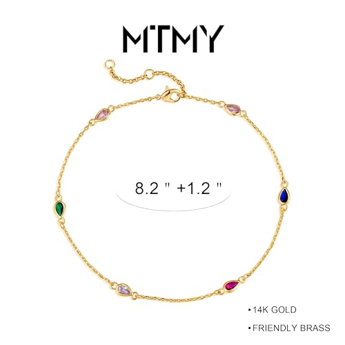 Gold Anklets for Women 14K Gold Plated Tiny Bead Anklet Colorful Tassel Foot Chain Dainty Adjustable Cute Summer Beach Boho Anklets Jewelry Gift - color: colorful drop A