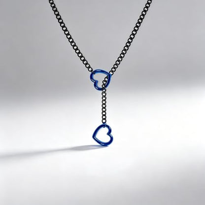 Choker Necklace for Women Gothic Goth Stainless Steel Slip Chain Chunky Long Drop Mens Punk Necklace Jewelry Gift - style: Blue Heart