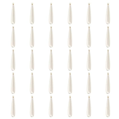 PATIKIL Pearl Charm, 50Pcs Pearl Beads Teardrop Faux Pearl Pendant Charm with Loop for Jewelry Making Bracelets Earrings Necklace - color: Gold, size: 40x9mm