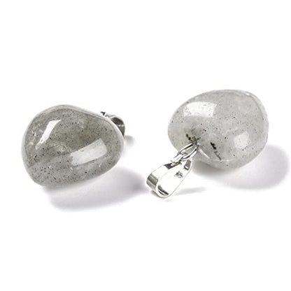 10Pcs Heart Stone Charm Pendants Natural Labradorite Gemstone Pendants with Platinum Brass Loops for DIY Necklace Keychains Earring Crafts Supplies - color: Labradorite