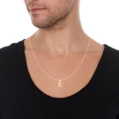 Floreo 10k Yellow Gold 0.45" Personalized Lighting Alphabet Letter A - Z Initial Charm Pendant with optional Extendable Chain Necklace - size: Pendant with Adjustable Chain, 18", style: - E -