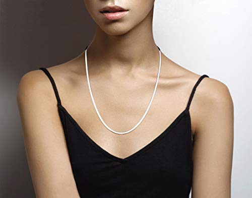 Miabella Italian 925 Sterling Silver, 18K Gold Plated Herringbone Necklace | 3.5mm Flat Snake Chain, Fine Jewelry for Women, Made in Italy - size: Length 24 Inches, style: sterling silver