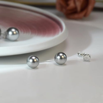 Trendy Big Simulated Pearl Earrings for Women, 925 Sterling Silver Post 14/12MM Oversized Large Pearl Studs Bride Bridesmaid Prom Wedding Earrings Jewelry Gifts - color: Grey, size: 12MM