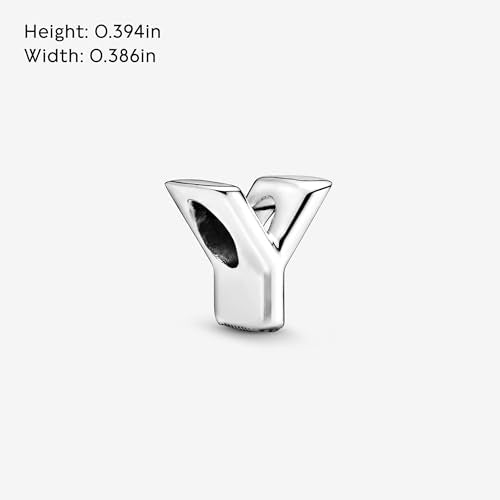 Pandora Alphabet Charm - Compatible Moments - Gift for Her - Made with Sterling Silver - with Gift Box - style: Letter Y