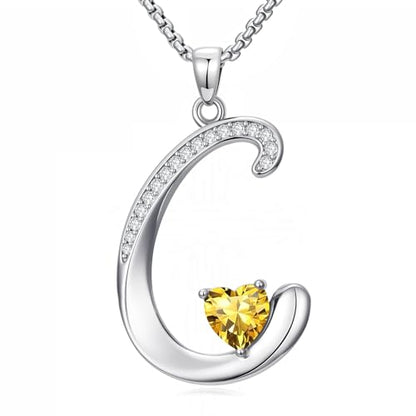 A to Z Initial Birthstone Pendant Necklaces Name Jewelry for Women | 18K White Gold Plated Personalized Alphabet Jewelry Anniversary Christmas Birthday Gifts for Wife Her Daughter Girlfriend - color: C Initial-11-Nov