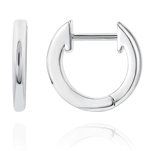 PAVOI Small Gold Hoop Earrings for Women - 14K Gold Plated Huggie Earring | Hypoallergenic Earring Set - Dainty Huggie Hoops with 925 Sterling Silver Posts - Cartilage Hoop Earrings - color: 18K White Gold Vermeil