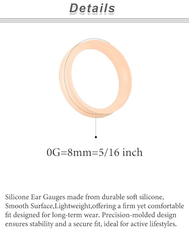 10G-25mm Flesh Skin Solid Soft Silicone Gauges Plugs for Ears Saddle Double Flared Ear Gauges Flesh Stretching Kit Expander Hide Tunnels Plugs Piercing Jewelry for Women Men - color: 0 Gauge=8mm=5/16 inch