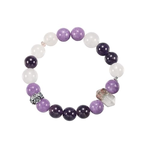 Natural Stone Beaded Bracelets for Women, 7 Chakra Healing Crystal Bracelet, 6mm/8mm Handmade Gemstone Stretch/Adjustable Bangle, Anxiety Relief Yoga Meditation Jewelry, Boho Amethyst Malachite Turquoise Bracelet Gift - color: Style 9