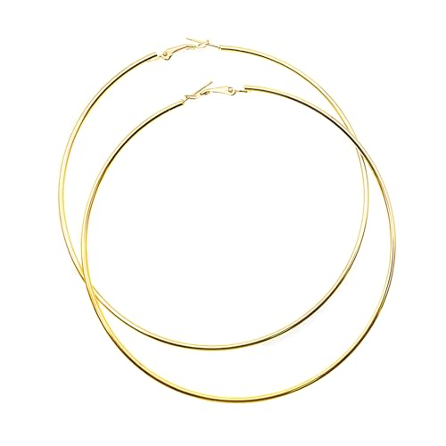 Hypoallergenic Big Hoop Earrings for Women Men - 10cm Lightweight Geometric Thin Circle Earrings, Nickel-Free Statement Ear Jewelry - color: Gold