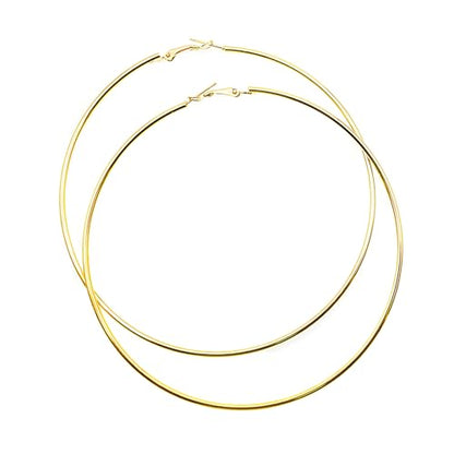 Hypoallergenic Big Hoop Earrings for Women Men - 10cm Lightweight Geometric Thin Circle Earrings, Nickel-Free Statement Ear Jewelry - color: Gold