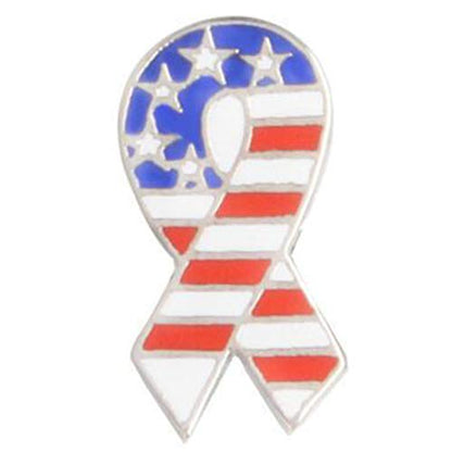 Premium Handmade Enamel Lapel Pin Brooch Badge - color: American Ribbon, size: 1 Pin