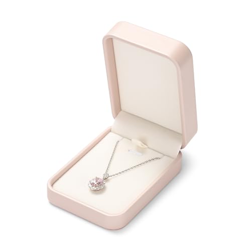 Oirlv Pink Pendant Necklace Gift Box | Soft Pink Leather Exterior, Soft Velvet Interior, Pendant Holder, Elegant Feminine Gift Presentation - color: Pink, size: Necklace Box