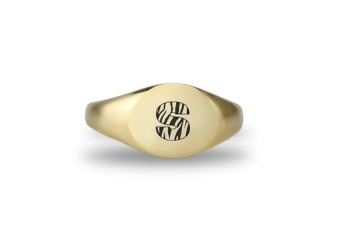 Custom Pattern Letter Signet Ring - Engraved Name Personalized Initials Gift For Her