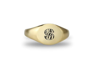 Custom Pattern Letter Signet Ring - Engraved Name Personalized Initials Gift For Her