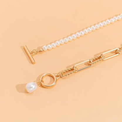 Pearl Look Necklace for Women, Layered, Bar Pendant, Bridal Wedding, Wedding Guest, Prom, And Formal Events, Gift Accessories
