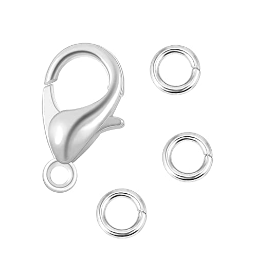 Lobster Clasps 150 PCS 9mm Silver with Jump Rings for Jewelry Making | Durable Rust Resistant Metal Easy Design Jump Rings Necklace Bracelet Extender Silver Clasp for DIY Jewelry Repair - color: Silver