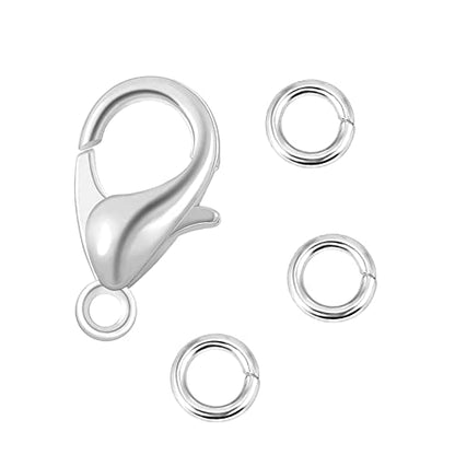 Lobster Clasps 150 PCS 9mm Silver with Jump Rings for Jewelry Making | Durable Rust Resistant Metal Easy Design Jump Rings Necklace Bracelet Extender Silver Clasp for DIY Jewelry Repair - color: Silver