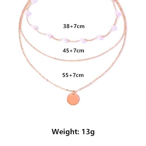 3Pcs Gold Circle Pendant Necklace Set Dainty Layered Stacked Pearls Chain Choker Necklace Trendy Birthday Jewelry Accessory Gift for Women - color: Gold Pearl