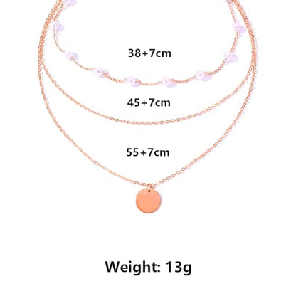 3Pcs Gold Circle Pendant Necklace Set Dainty Layered Stacked Pearls Chain Choker Necklace Trendy Birthday Jewelry Accessory Gift for Women - color: Gold Pearl