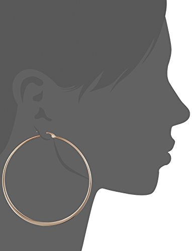 Amazon Essentials Gold Plated or Stainless Steel Flattened Hoop Earrings - color: Rose Gold, size: 70 mm