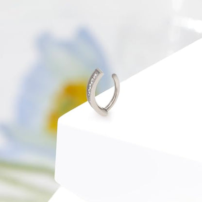 16G Labret Stud, G23 Titanium Vertical Labret Lip Piercing Jewelry, Gold Eyebrow Ring Clicker Belly Button Ring Hoop For Women Men - color: Silver, size: 8mm Clear CZ