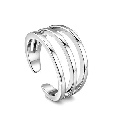 Toe Rings Silver 3 Row Adjustable Band Ring for Women Open Toe Jewelry Copper Minimalist Mens Foot Accessory