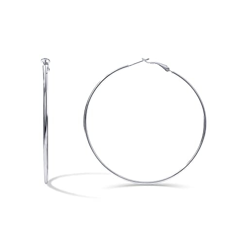 PAVOI Gold Hoop Earrings for Women, 14K Gold Plated Paddle-Back Hoops | Large Hoop Earrings, Lightweight Hoops, Gold Hoops, 925 Sterling Silver Posts - style: 70 Millimeters