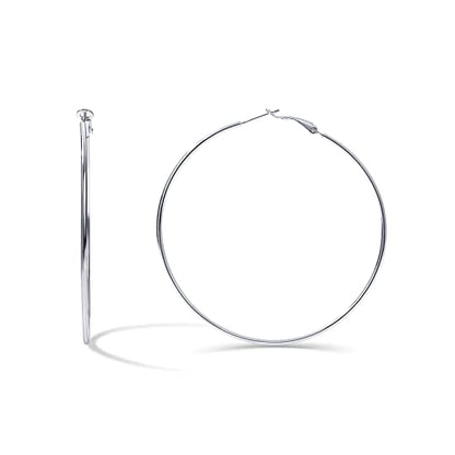 PAVOI Gold Hoop Earrings for Women, 14K Gold Plated Paddle-Back Hoops | Large Hoop Earrings, Lightweight Hoops, Gold Hoops, 925 Sterling Silver Posts - style: 70 Millimeters