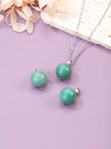 Jovivi Amethyst Obsidian Healing Crystals Ball Necklace for Women Men | 14mm Natural Stone Round Ball Bead Necklace Handmade Gemstone Pendant Protection Crystals Birthstone Jewelry - color: Green Aventurine