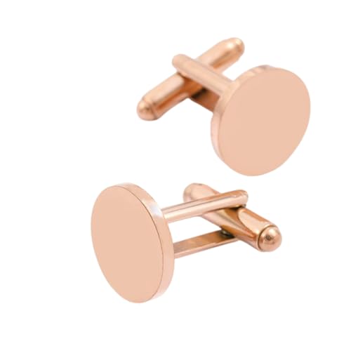 Classic Stainless Steel Cufflinks for Men, Round/Square/Oval Cuff Links,Groom Wedding Cufflinks Gift for Groomsmen, Father's Day - color: Rose Gold Round, size: 15mm